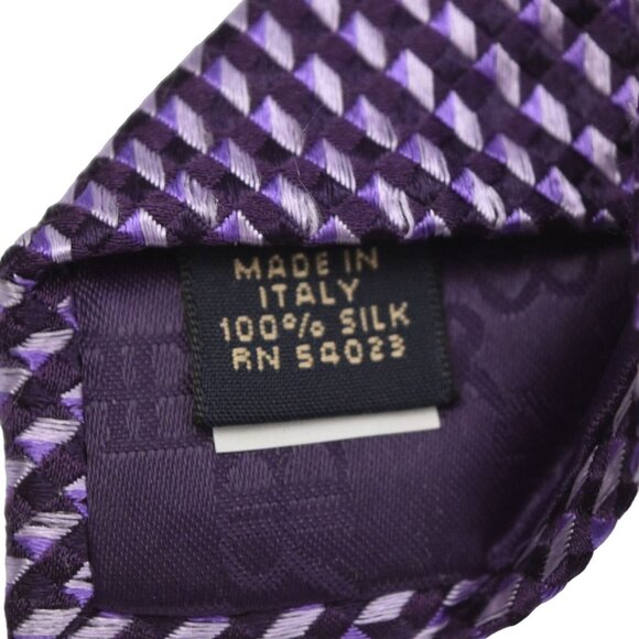 Banana Republic Mens Tie Necktie Silk Geometric Texture Made in Italy Purple - Picture 6 of 6